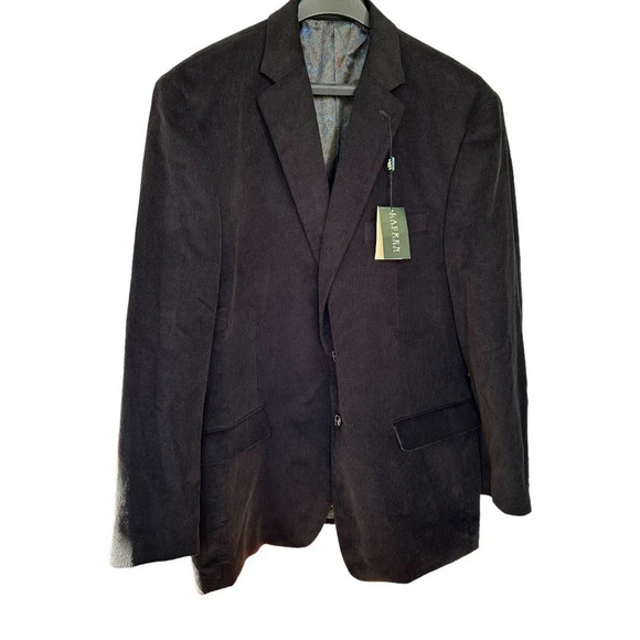 NWT Ralph Lauren Men's Brown Corduroy Blazer Jacket Paisley Silk Lining Size 46R